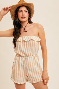 Taupe Striped Romper