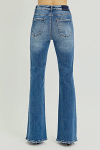 Tummy Control High Rise Flare Step Hem Jeans