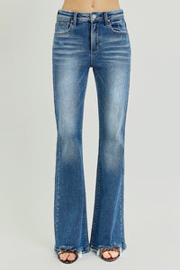 Tummy Control High Rise Flare Step Hem Jeans