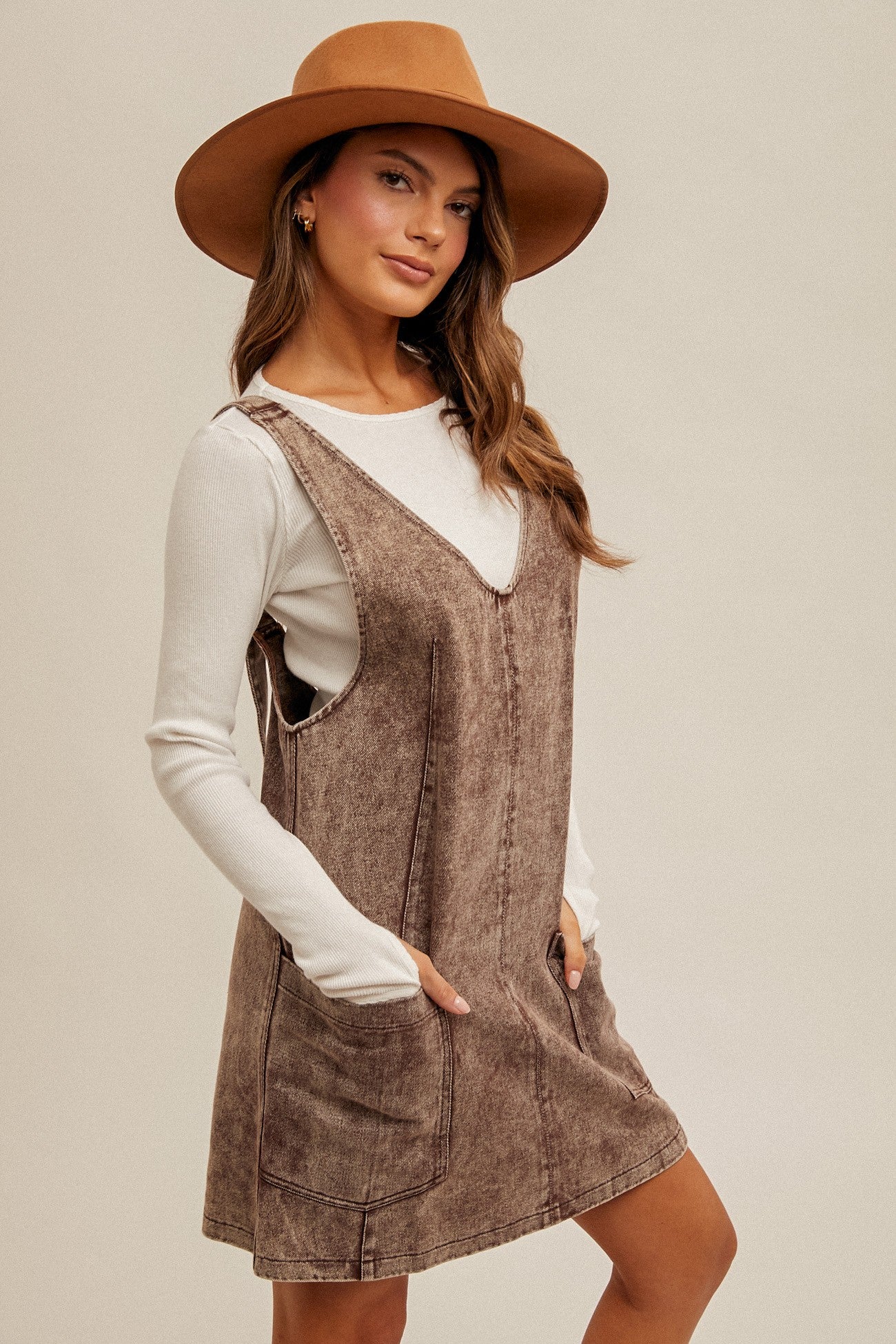 BROWN TWILL OVERALL DRESS