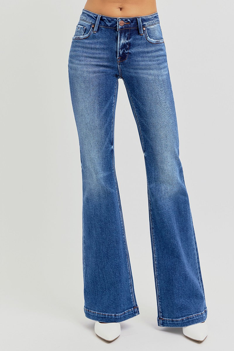 DARK LOW RISE FLARE JEANS