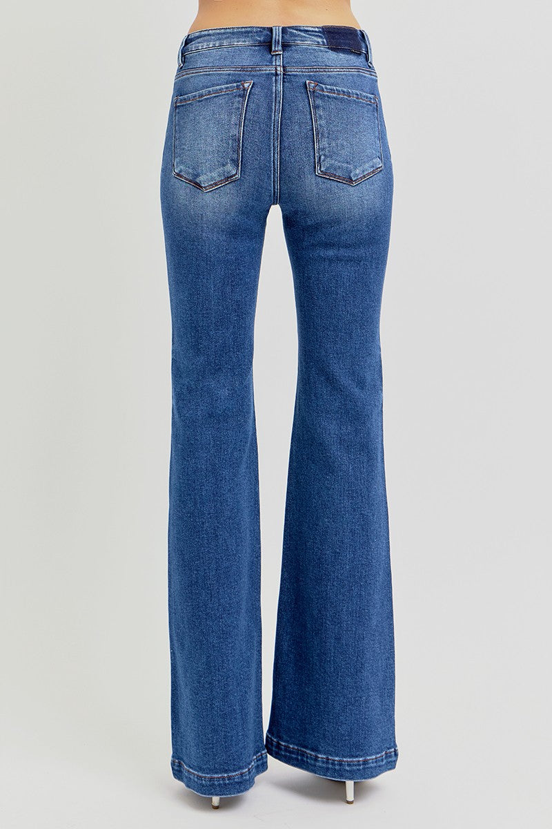 DARK LOW RISE FLARE JEANS