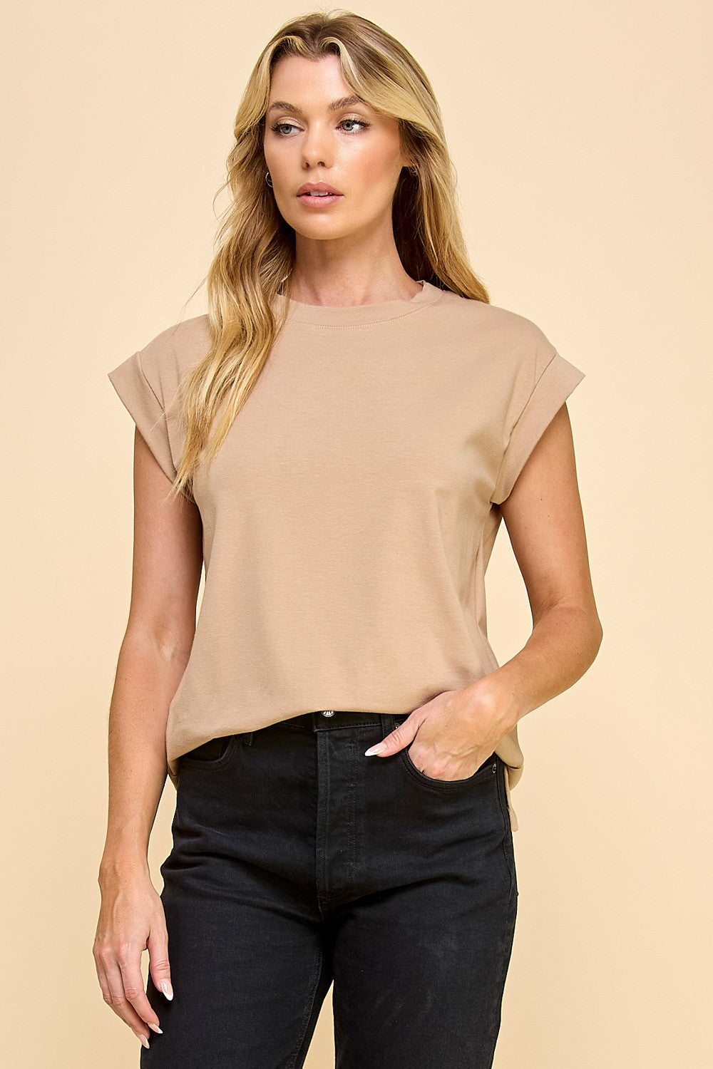 Mocha Short Sleeve Solid Top