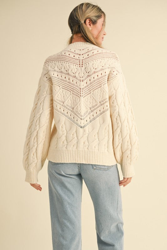 Cream Lace Trim Sweater