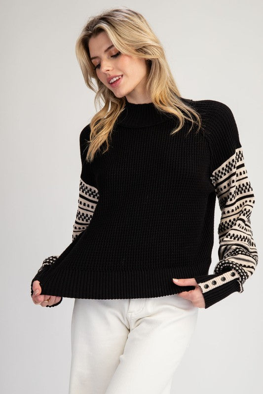 Black Patterned Long Sleeve