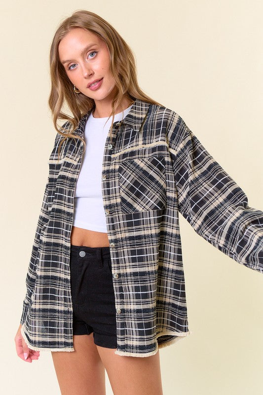 BLACK PLAID FLANNEL SHIRT