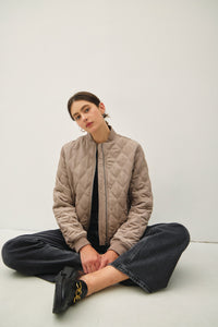 Diamond Quilted Bomber Jacket