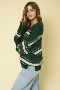 Green Stripe Sweater Top