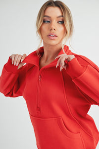 Tomato Long Dove Funnel Neck Half Long Zip