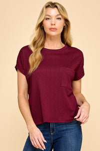 Bordoe Solid Diamond Jacquard Top With Pockets