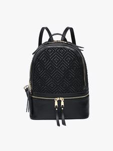 Black Zahava Woven Diamond Backpack