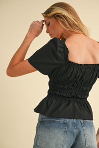 Black Petra Bow Top