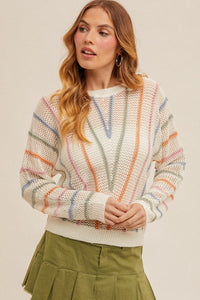 MULTI STRIPE FISHNET SWEATER