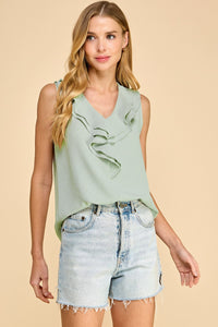 Mint Ruffled Sleeveless Top