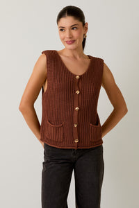 Coco Relaxed Button Down Chunky Sweater Vest