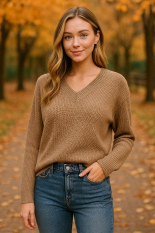 Mocha V-Neck Sweater