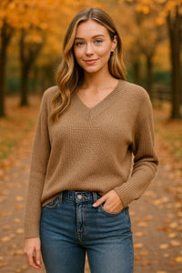 Mocha V-Neck Sweater