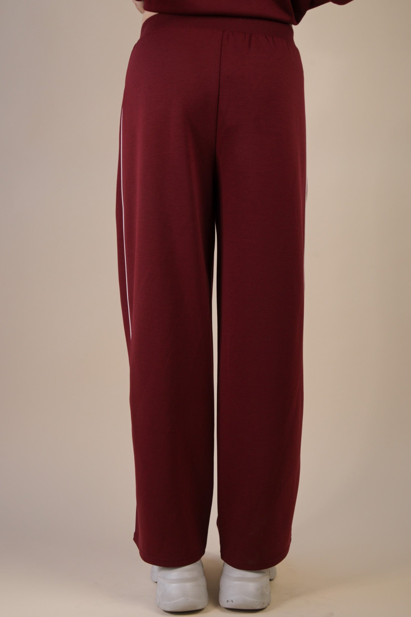 Burgundy Wide Leg Knit Comfy Casual Sweat Pants
