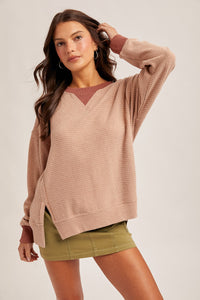Rust Brush Thermal Crew Neck Oversized Pullover