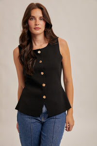 Black Sleeveless Longline Sweater Vest