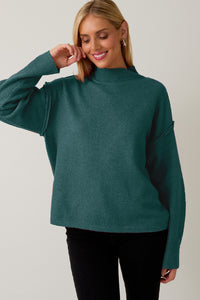 Hunter Green Mock Neck Long Sleeve Sweater