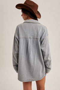 Denim Soft Knit Oversized Denim Shacket
