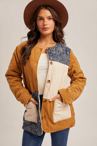 Bandana Print Fleece Lined Jacket