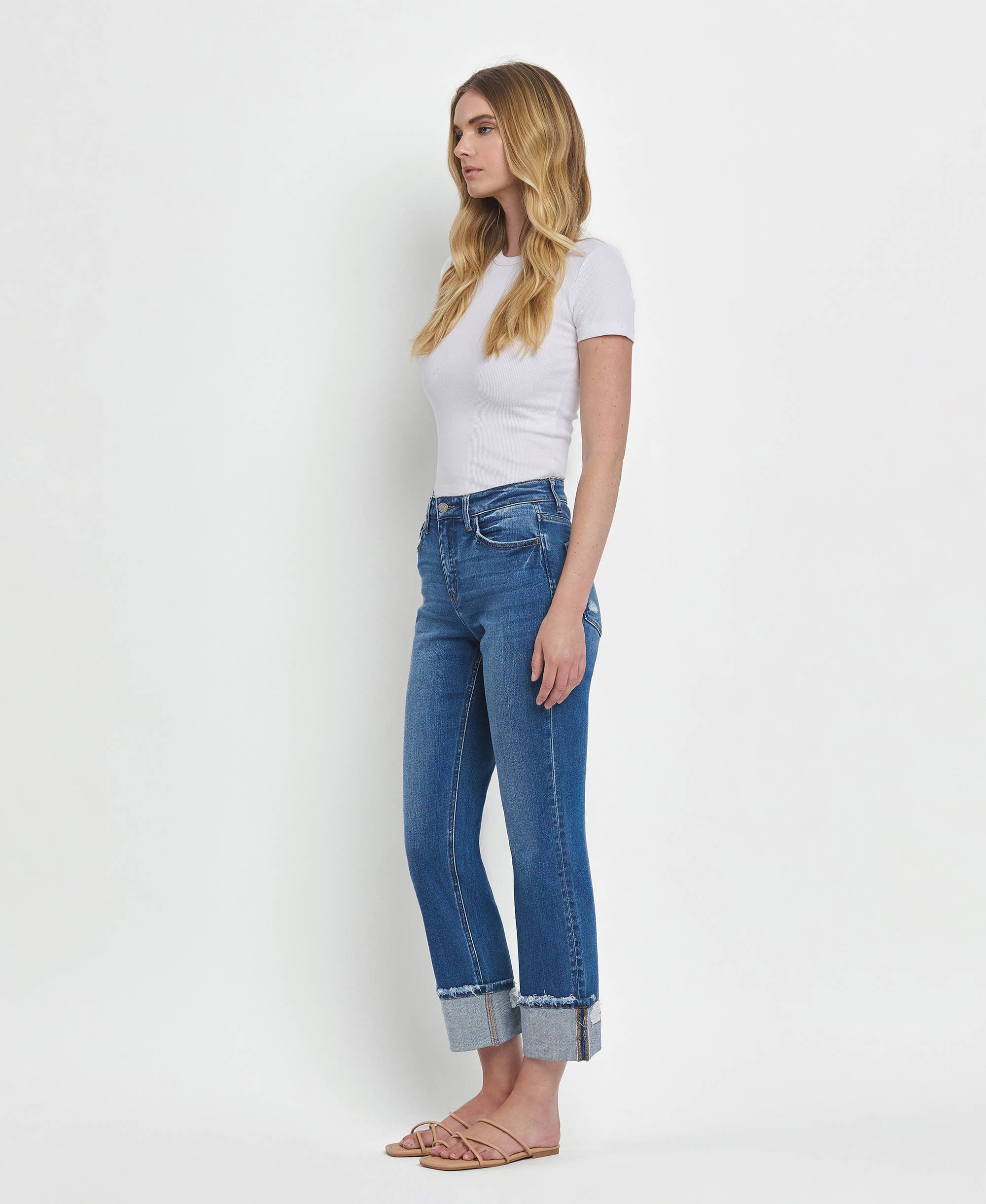 DAPHNE HIGH RISE CUFFED STRAIGHT JEANS
