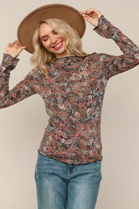 Mock Neck Floral Top
