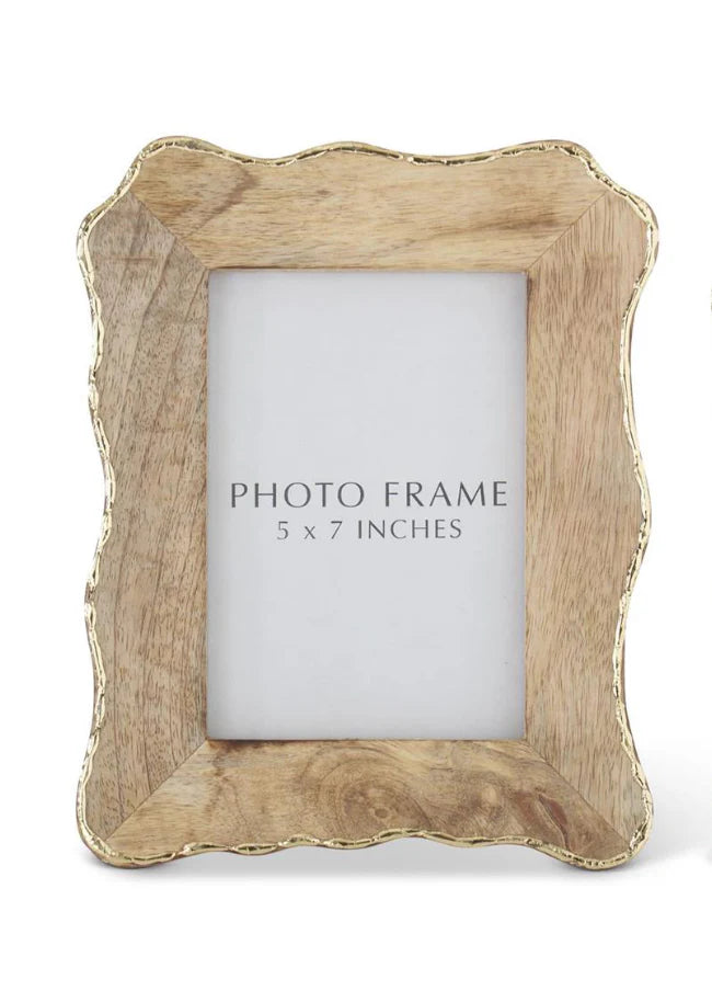 Scalloped Edge Mango Wood Photo Frames w/Gold Edge