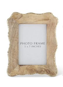 Scalloped Edge Mango Wood Photo Frames w/Gold Edge