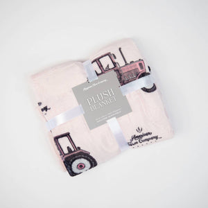 Pink Tractor' Plush Blanket