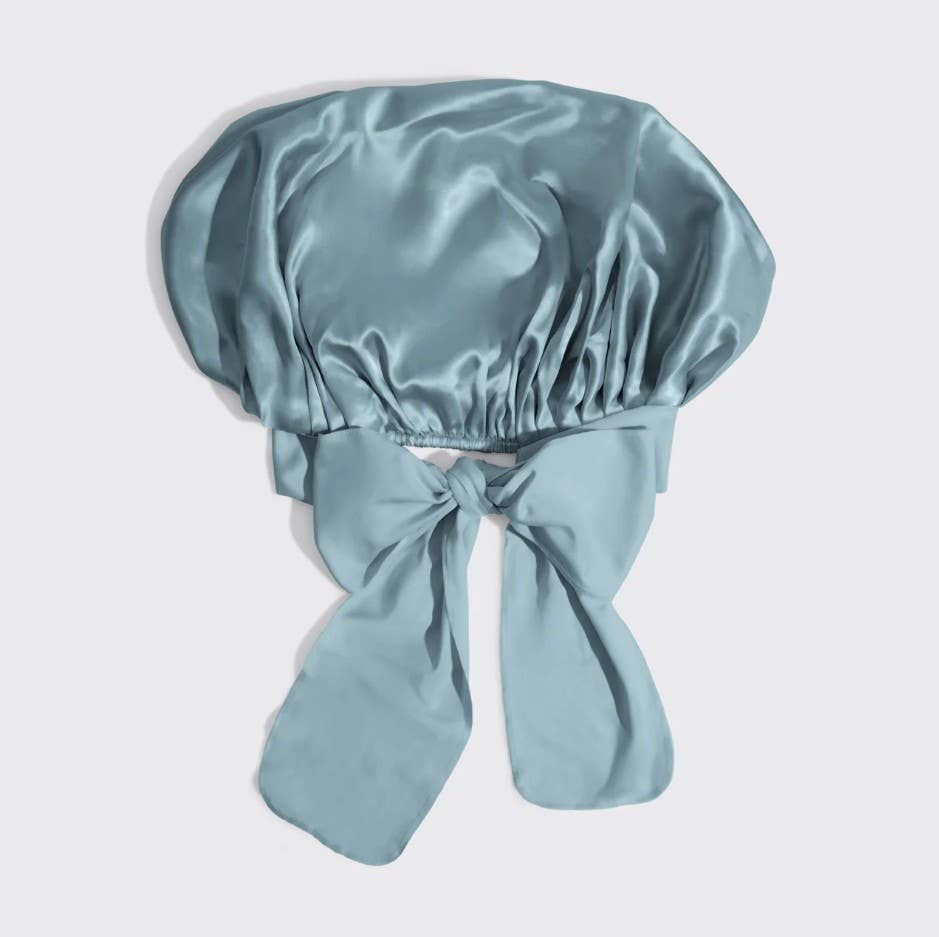 Haze Blue Adjustable Oversized Satin Bonnet