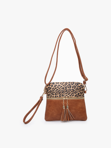 Diamond-Beige Tara Double Zip Crossbody/Wristlet