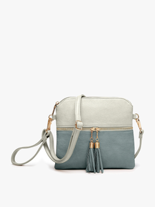 Diamond-Beige Tara Double Zip Crossbody/Wristlet