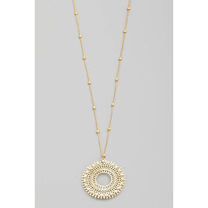 Ornate Hoop Pendant Long Necklace