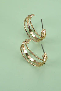 MID TRIO LAER HOOP EARRINGS