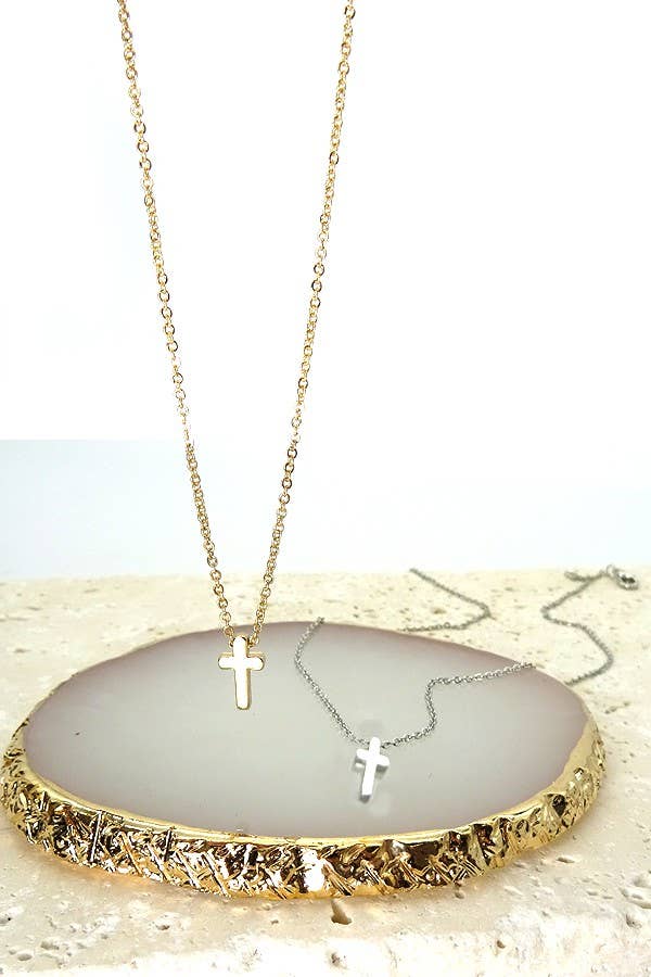 SILVER CLASSIC MINI CROSS NECKLACE