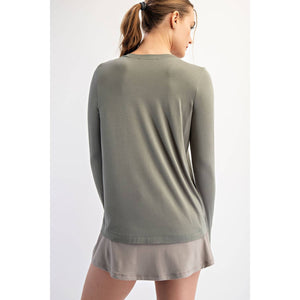 BLACK VISCOSE MODAL LONG SLEEVE TOP