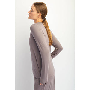 BLACK VISCOSE MODAL LONG SLEEVE TOP