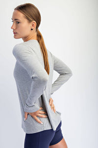 BLACK VISCOSE MODAL LONG SLEEVE TOP