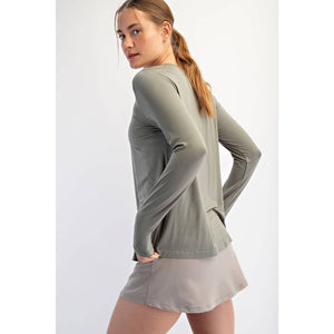 BLACK VISCOSE MODAL LONG SLEEVE TOP