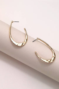 HAMMERED U SHAPE HOOP DROP EARRINGS