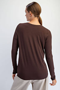 BLACK VISCOSE MODAL LONG SLEEVE TOP