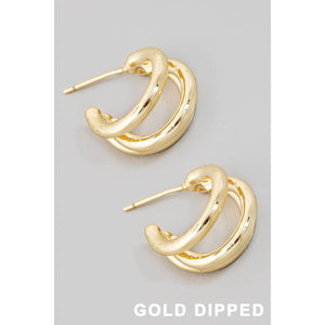 Gold Dipped Layered Tube Hoop Earrings