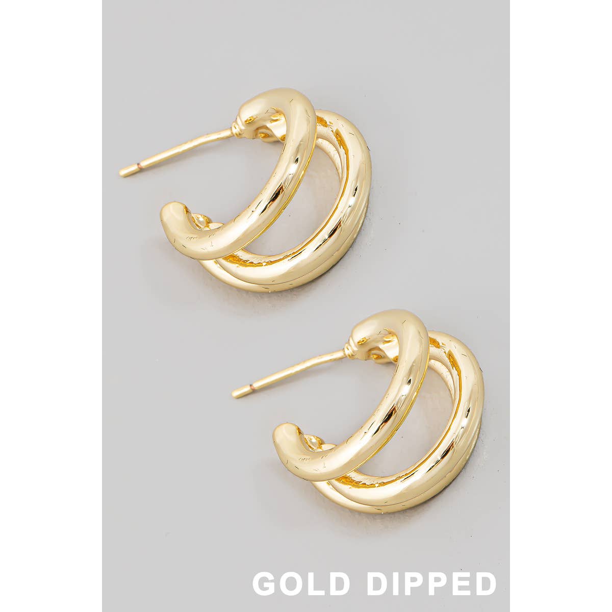 Gold Dipped Layered Tube Hoop Earrings