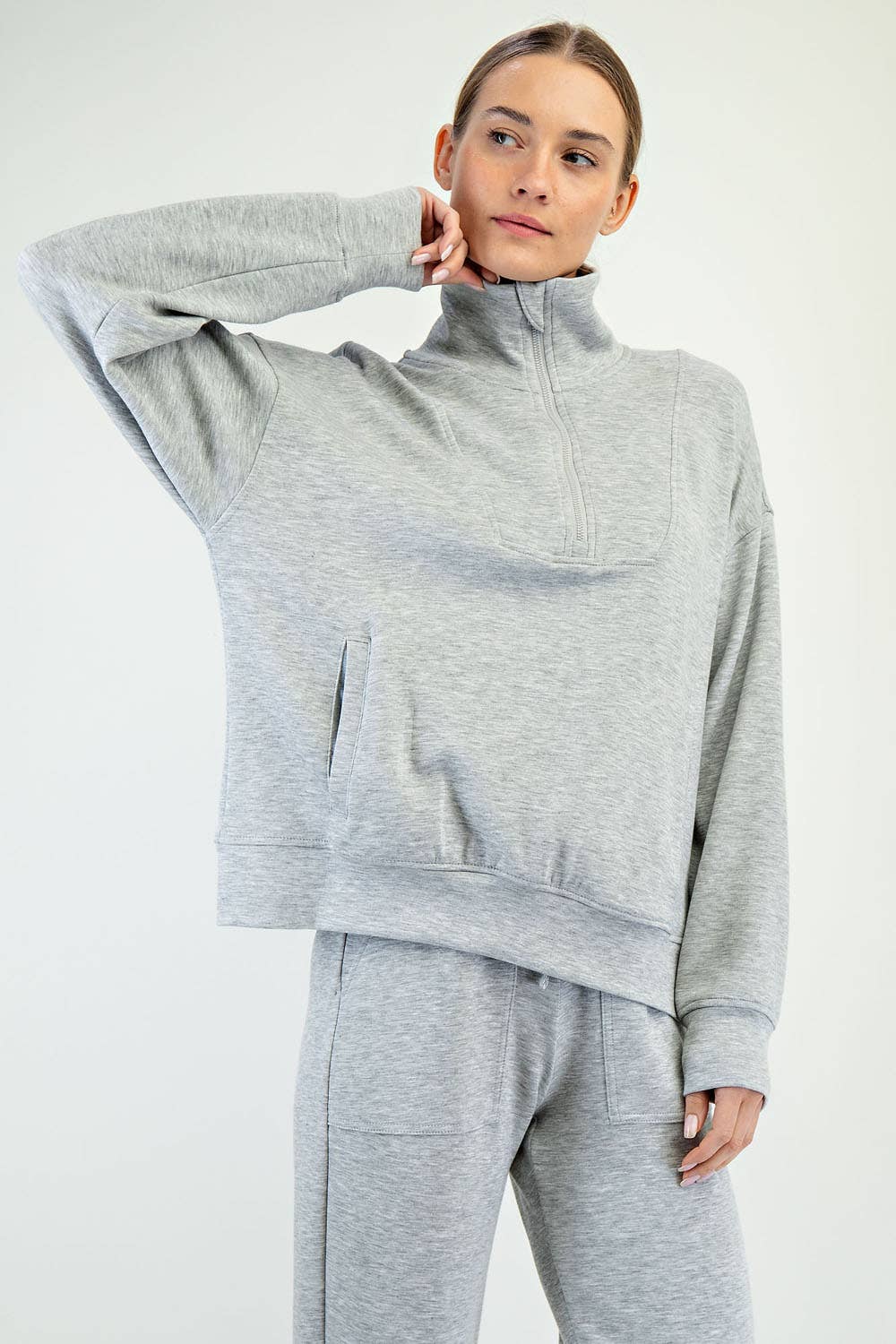 Heather Grey Scuba Quarter Zip