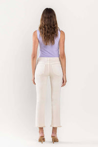 VERVET CREAM MID RISE CROP STRAIGHT JEANS