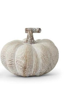 Whitewashed Wood Grain Resin Pumpkins