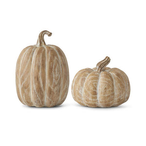 Light Brown Whitewashed Resin Pumpkin